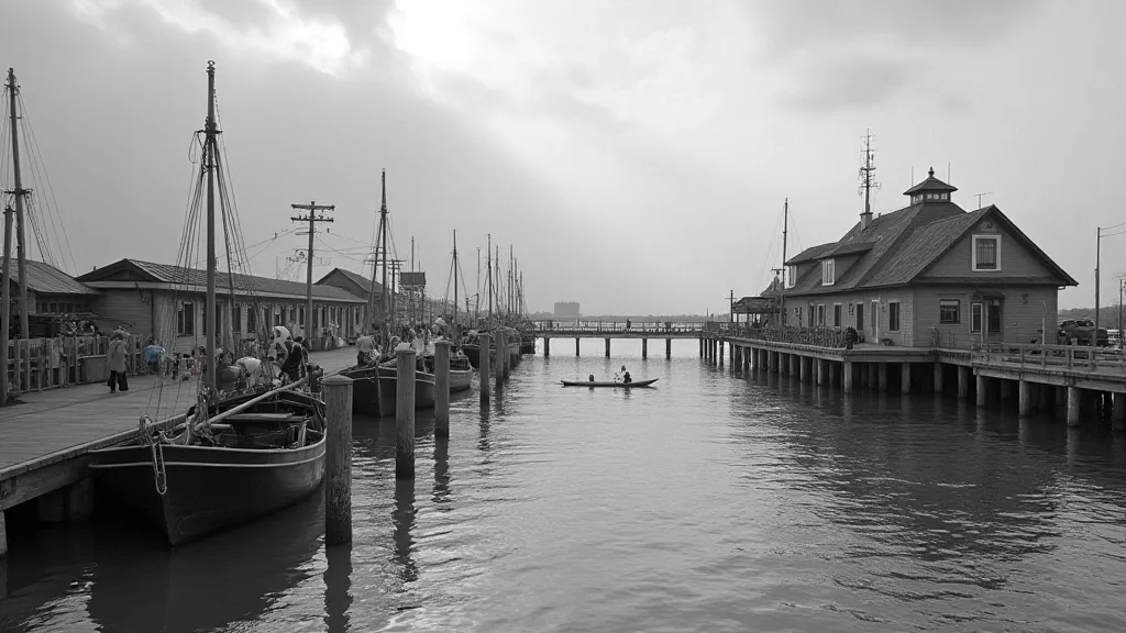 Pier damage during a 1953 hurricane