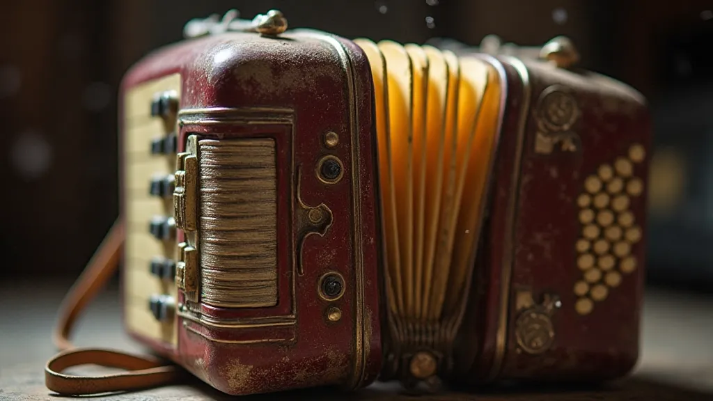 Antique accordion close-up