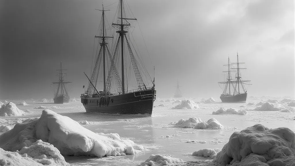 Frozen harbor after the blizzard