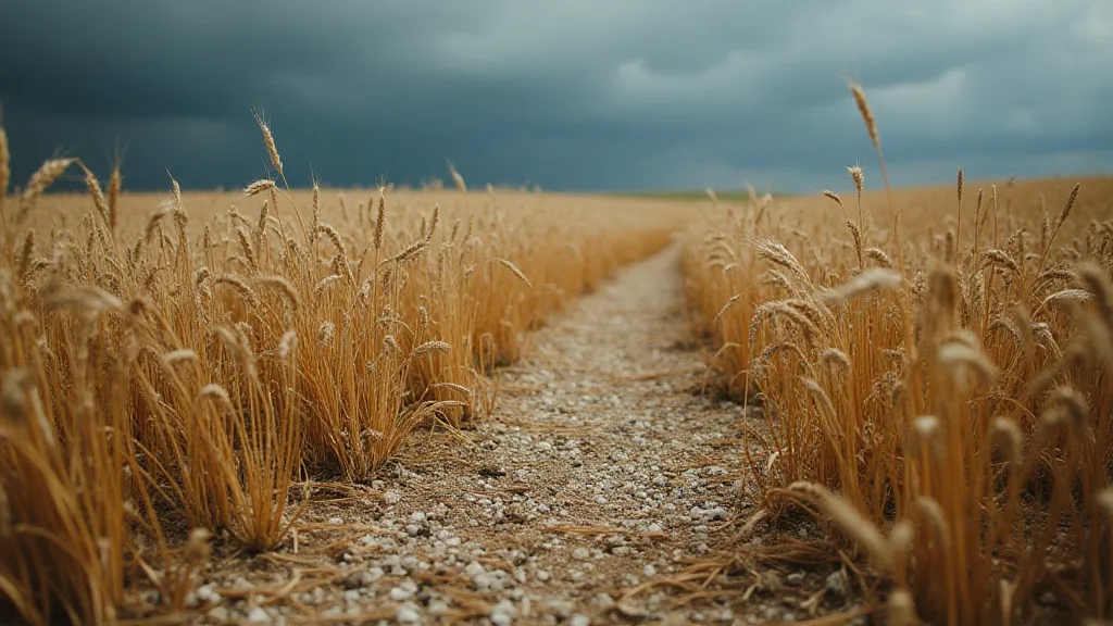 Wheat field after hailstorm