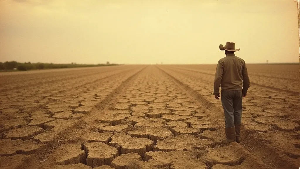Farmer looking at drought-stricken field