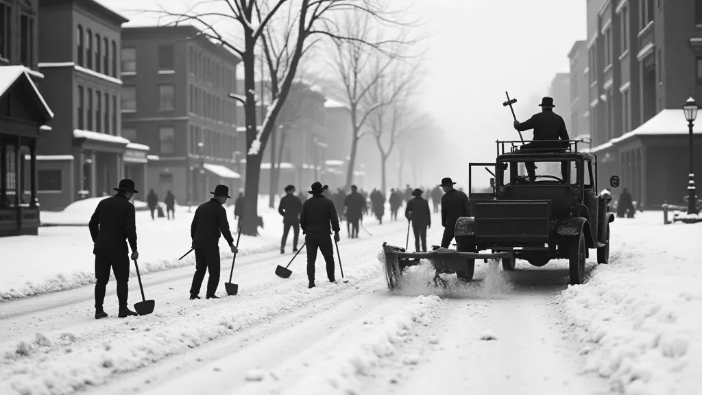 Men clearing snow after the blizzard