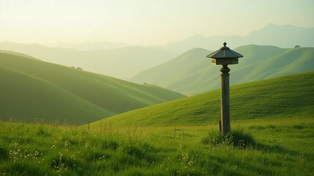 Vintage rain gauge in a grassy field