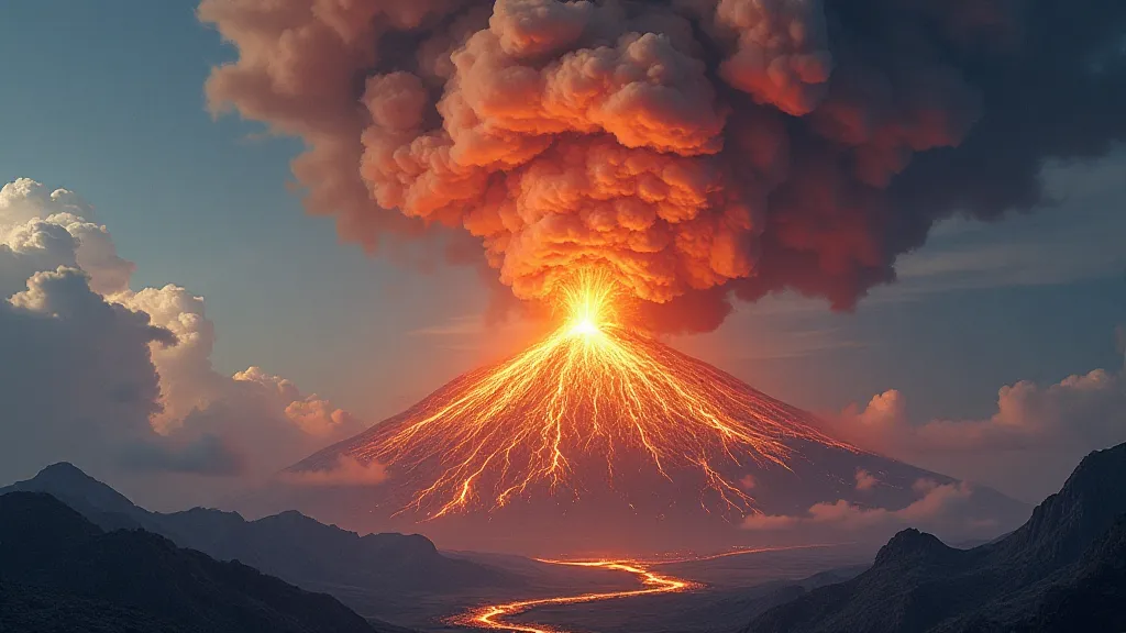Volcanic eruption plume reaching the stratosphere